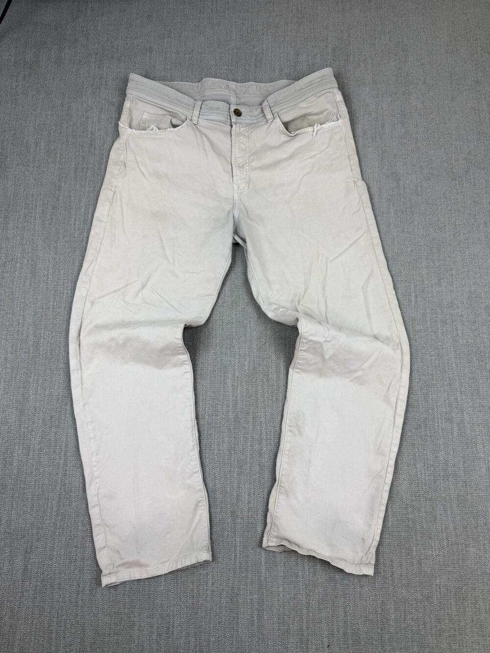 Straight Down Pants Mens 36x32 Gray Made in USA Distressed Golf Casual Chino